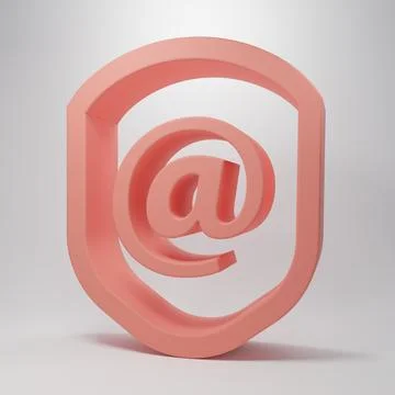 Pink Shield with mail and e-mail icon isolated on pink background. Guard si.. Stock Illustration