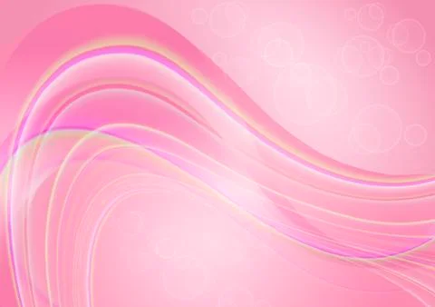 Pink shiny background with transparent waves and circles Stock Illustration