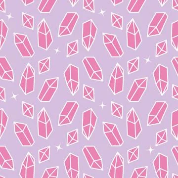 Pink shiny crystals seamless vector pattern Illustrazione stock