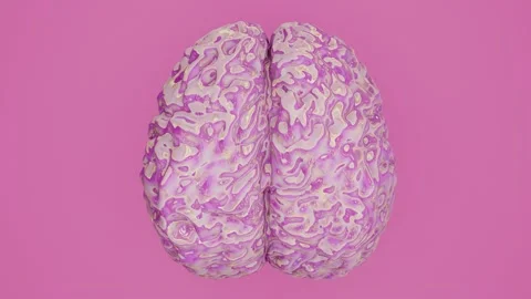 Pink shiny fluid human brain, overmind, brain activity concept Video stock 146459150