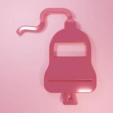 Pink Ship bell icon isolated on pink background. Minimalism concept. 3D ren.. Stock Illustration