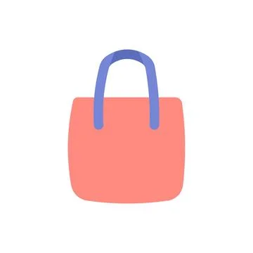 Pink shopping bag vector icon isolated on white background design Stock Illustration