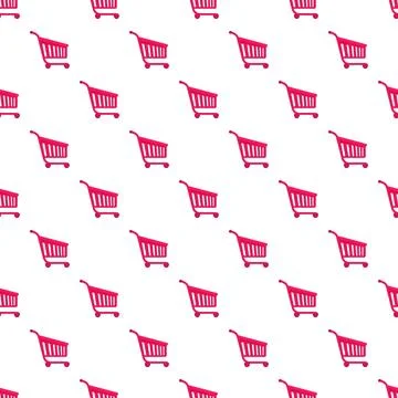 Pink shopping carts pattern for retail and consumerism Stockillustratie