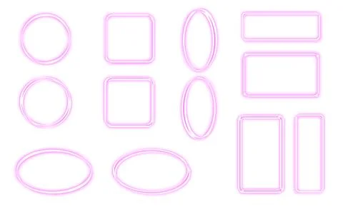 Pink silhouette circle and rectangular frame set. Stock Illustration