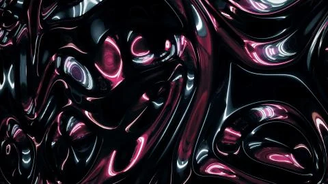 Pink, silver and black colored iridescent metallic wavy reflection surface Illustrazione stock