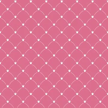 Pink Simple seamless  vector pattern with crowns for invitation card, wrapper Stock Illustration