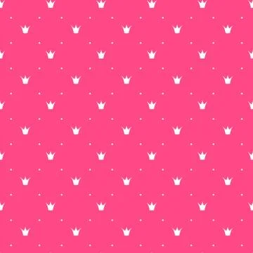 Pink Simple seamless  vector pattern with crowns for invitation card, wrapper Stock Illustration