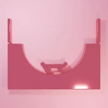 Pink Skate park icon isolated on pink background. Set of ramp, roller, stai.. Stock-Illustration
