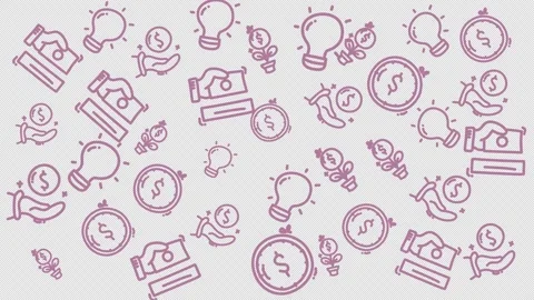 Pink sketch icons float on transparent background 動画素材 337462400