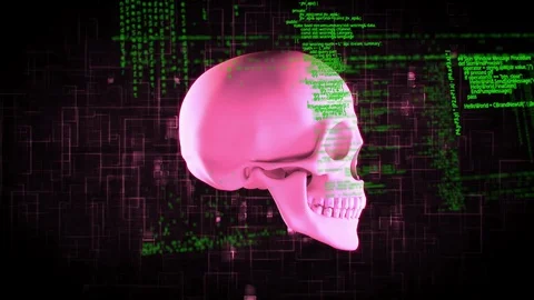 Pink skull and codes Stock Footage 107665231
