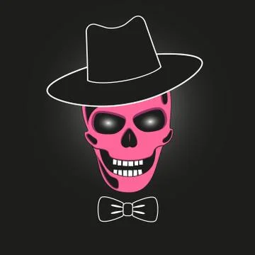 Pink skull in hat Stock Illustration