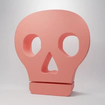 Pink Skull icon isolated on pink background. Minimalism concept. 3D render .. Stock Illustration