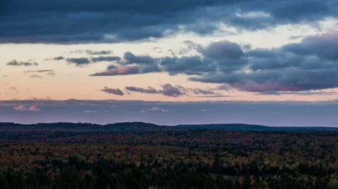 Pink sky and clouds as the sun sets Stock Footage 43881644