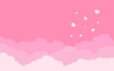 Pink sky cloud heart flat border background vector Stock Illustration