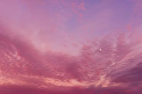 Pink sky with moon Stock Photos