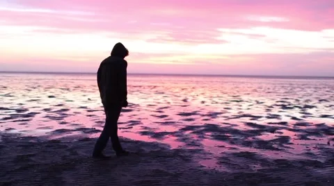 Pink Sky Reflected In Water 50fps Stock Footage 50244371