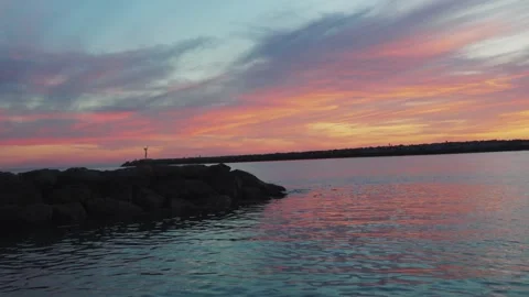 Pink Sky at the Shore Stock Footage 302441609