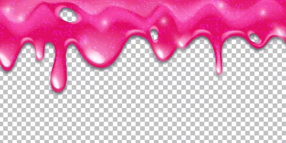 Pink slime vector glitter background, liquid dripping texture border Stock Illustration