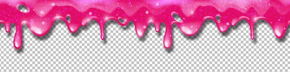 Pink slime vector glitter background, liquid dripping texture seamless border Illustrazione stock
