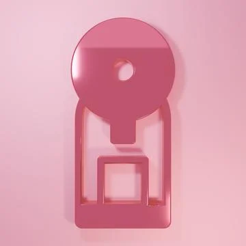 Pink Smart coffee machine system icon isolated on pink background. Internet.. Stock Illustration