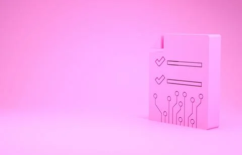 Pink Smart contract icon isolated on pink background. Blockchain technology,  Stockillustratie