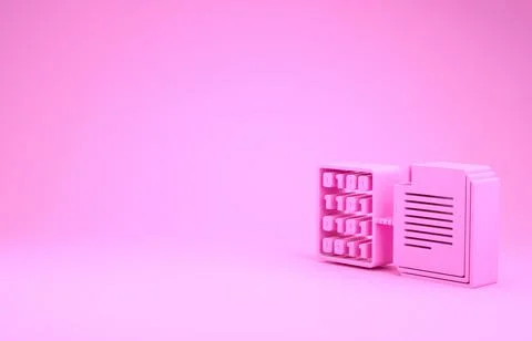 Pink Smart contract icon isolated on pink background. Blockchain technology,  Stockillustratie