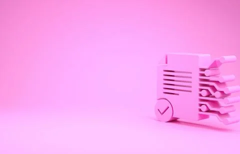 Pink Smart contract icon isolated on pink background. Blockchain technology,  Stock Illustration