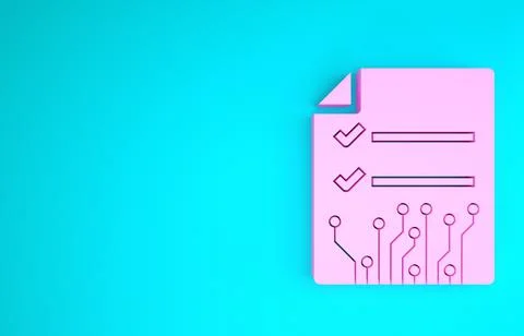 Pink Smart contract icon isolated on blue background. Blockchain technology,  Stockillustratie