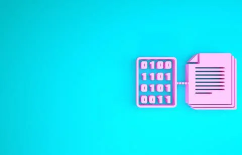 Pink Smart contract icon isolated on blue background. Blockchain technology,  Stockillustratie