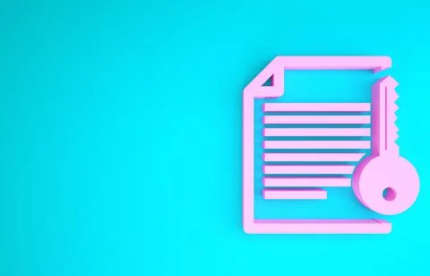 Pink Smart contract icon isolated on blue background. Blockchain technology,  Stock Illustration