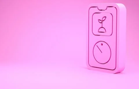 Pink Smart farming technology - timer farm automation system in app icon isol 스톡 일러스트