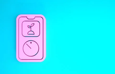 Pink Smart farming technology - timer farm automation system in app icon isol Stock Illustration