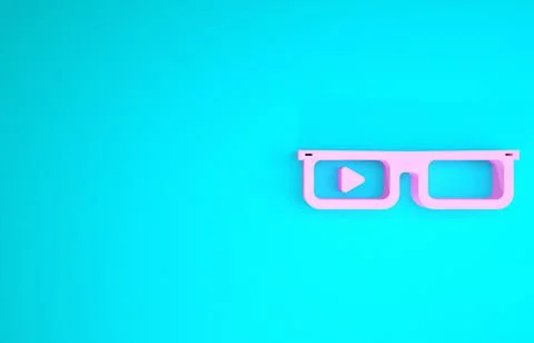 Pink Smart glasses mounted on spectacles icon isolated on blue background. We Stock Illustration