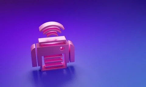 Pink Smart printer system icon isolated on purple-blue background. Internet.. Stock Illustration