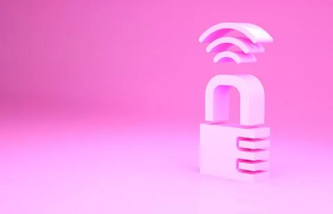 Pink Smart safe combination lock icon isolated on pink background. Combinatio Stock Illustration