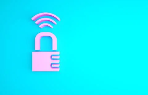 Pink Smart safe combination lock icon isolated on blue background. Combinatio Stock Illustration