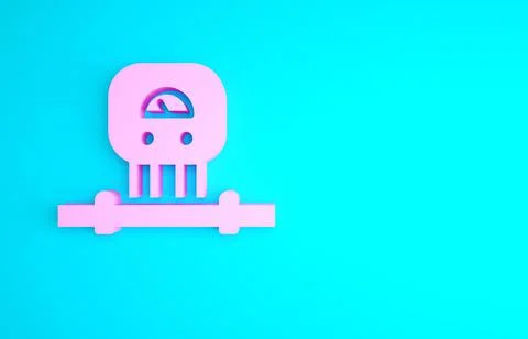 Pink Smart sensor system icon isolated on blue background. Internet of things Stock Illustration