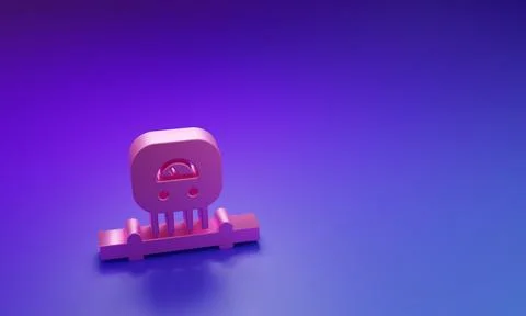 Pink Smart sensor system icon isolated on purple-blue background. Internet .. Stock Illustration