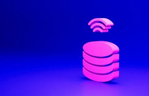 Pink Smart Server, Data, Web Hosting icon isolated on blue background. Internet Illustrazione stock