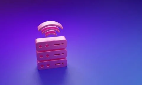 Pink Smart Server, Data, Web Hosting icon isolated on purple-blue backgroun.. イラスト素材