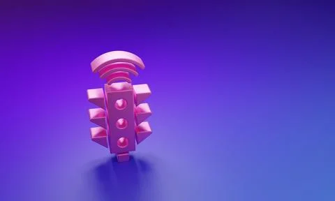 Pink Smart traffic light system icon isolated on purple-blue background. In.. Illustrazione stock