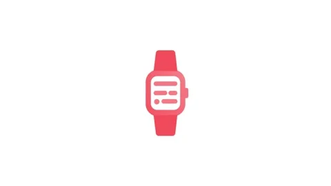 Pink Smartwatch Icon with List Display on animation White Background technolo Stock Footage 321855758