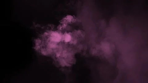 Pink Smoke Cloud Puff Rising on Black Background Stock Footage 343809617