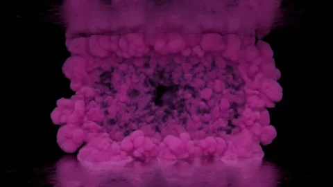 Pink smoke, filling empty space, fog, fume on black background, smoky atmosph Video stock 103049903