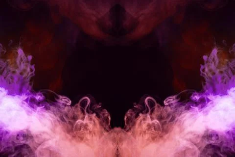 Pink smoke of pattern  in the form of horror monster on a dark isolated backg Stock Photos