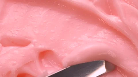 Pink smooth eye, makeup skin cream texture, closeup beauty facial cosmetic mask Stock Footage 291614116