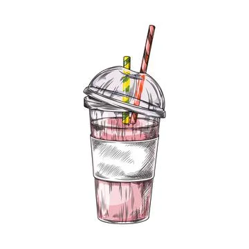 Pink smoothie in clear cup vector illustration Stock Illustration