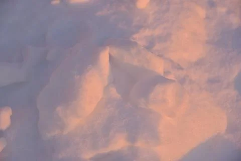 Pink snow winters in the light of the setting sun. Pink and blue winter flu.. Stock Photos