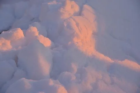 Pink snow winters in the light of the setting sun. Pink and blue winter flu.. Stock Photos