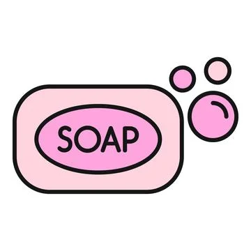 Pink soap bar with bubbles for hygiene and cleaning Stock Illustration